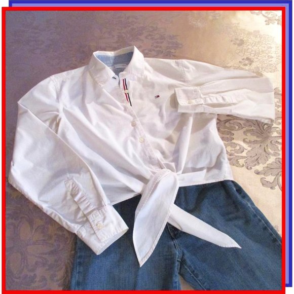 Tommy Hilfiger Tops - TOMMY HILFIGER JEANS WHITE WAIST TIE TOP